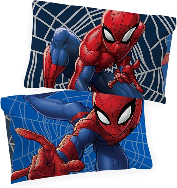 Jay Franco Kids Marvel Spiderman Reversible Pillowcase – Pillow Cover ONLY – 20 x 30 Inch Standard Size Super Soft with Double-Sided Design, Official Marvel Product