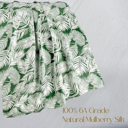 ZIMASILK 100% Pure Mulberry Silk Pillowcase for Hair and Skin Health,Both Sides 19 Momme Silk Floral Print,1pc(Queen 20''x30'',White Leaves)