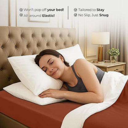 Utopia Bedding Queen Fitted Sheet - Bottom Sheet - Deep Pocket - Soft Microfiber - Shrinkage and Fade Resistant-Easy Care -1 Fitted Sheet Only (Orange)