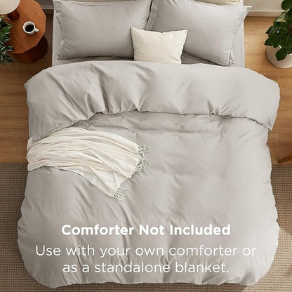 Bedsure Duvet Cover with Fitted Sheet King - Cooling Deep Pocket, Hotel Luxury Soft Double Brushed Bedding Set with Zipper Closure, 1 Duvet Cover, 1 Fitted Sheet, 2 Pillow Shams, NO Comforter, Linen