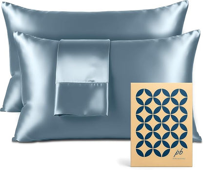 Satin Pillowcase 2 Pack - King Size (20"x40", SkyBlue) - Silky Pillow Cases for Hair and Skin - Satin Pillow Covers with Envelope Closure - Extra Soft Premium Microfiber