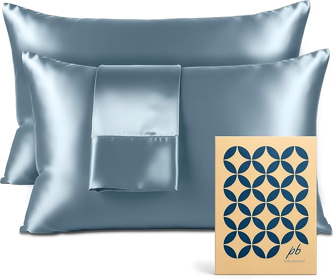 Satin Pillowcase 2 Pack - Queen Size (20"x30", SkyBlue) - Silky Pillow Cases for Hair and Skin - Satin Pillow Covers with Envelope Closure - Extra Soft Premium Microfiber