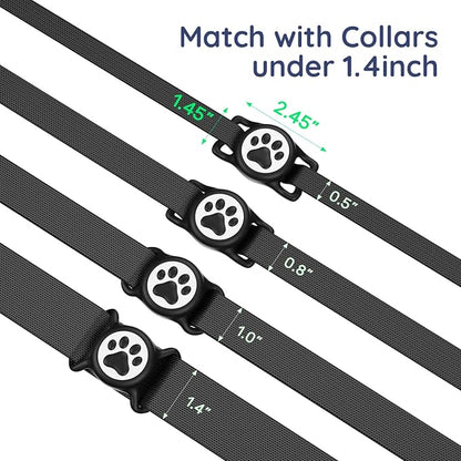 IP68 Waterproof Dog AirTag Holder for Dog Collar, Soft, Stretchy Silicone | Full-Body Protection, Easy Tool-Free Installation, Quiet, No-Dangle Fit, Lightweight, Fits Dog & Cat Collars of All Widths