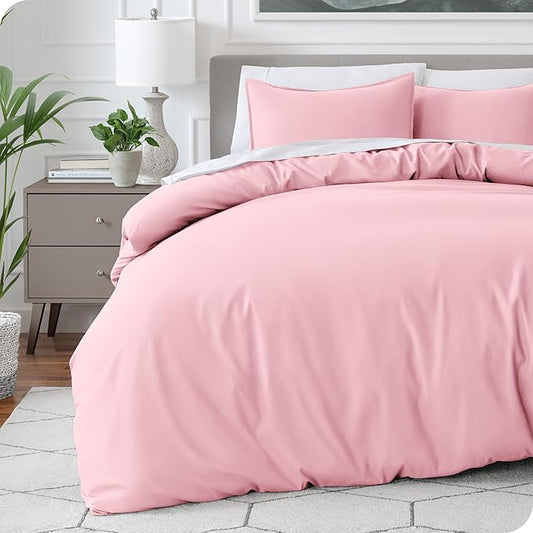 Bare Home Bedding Duvet Cover California King Size - Premium 1800 Super Soft Collection - Lightweight, Cooling - Soft Breathable Bedding Duvet Cover (Cal King, Light Pink)