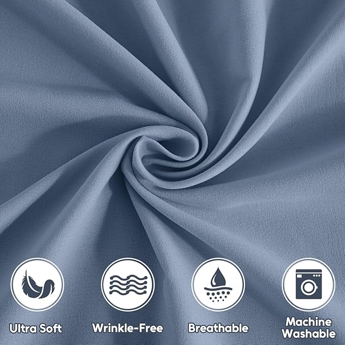 Full Size Bed Sheets Set, 4 Pieces Hotel Luxury Soft Microfiber Bed Sheets Set, Up to 16" Deep Pockets, Oeko-Tex Sheets with Elastic, Breathable, Wrinkle Free (Grey Blue, Full)