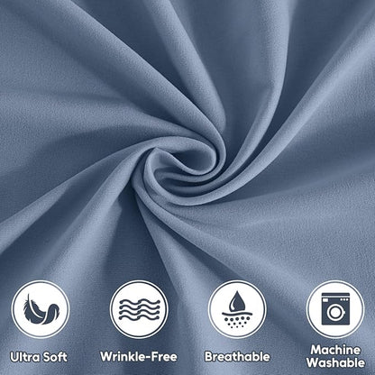 Full Size Bed Sheets Set, 4 Pieces Hotel Luxury Soft Microfiber Bed Sheets Set, Up to 16" Deep Pockets, Oeko-Tex Sheets with Elastic, Breathable, Wrinkle Free (Grey Blue, Full)