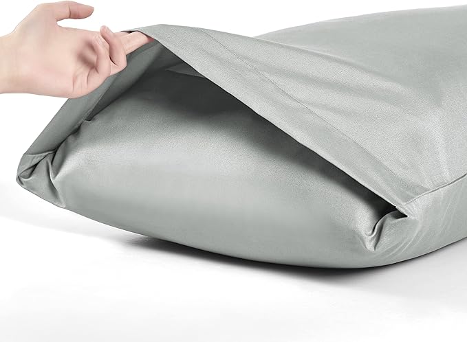 MILVOWOC 2Pcs Brushed Microfiber Standard Pillowcases - 20 x 26 Inch, Silver Pillow Case Set Non Slip Envelope Pillow Cover with Moisture Absorption and Anti-Wrinkle