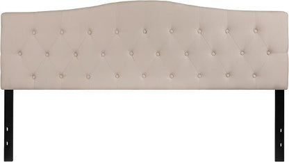 EMMA + OLIVER Tufted Upholstered King Size Headboard in Beige Fabric