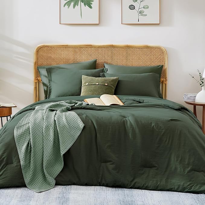 WRENSONGE Full Size Comforter Set- 7 Pieces Deep Forest Bed in a Bag Full Size Comforter with Fitted Sheet, Flat Sheet, 2 Pillow Shams, 2 Pillowcases, Warm Bedding Sets for All Season