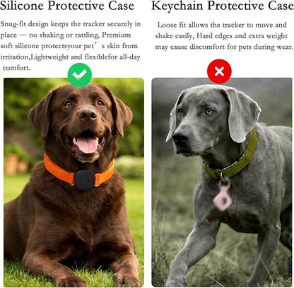 Waterproof Dog Collar Holder Case for Tile Mate 2024/2022 Tracker, 2 Pack Anti-Scratch Soft Silicone Case for cat pet Necklace, Protective Cover Accessories for Tracker Finder (Blue/White)