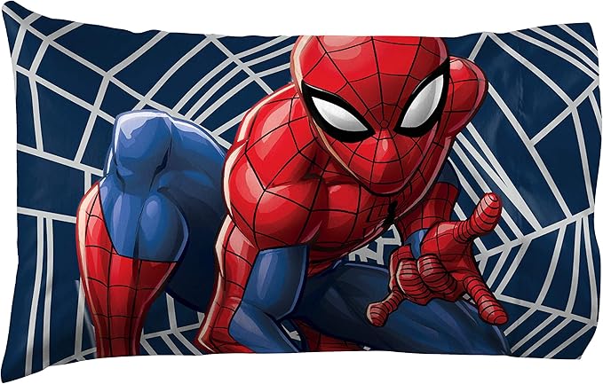 Jay Franco Kids Marvel Spiderman Reversible Pillowcase – Pillow Cover ONLY – 20 x 30 Inch Standard Size Super Soft with Double-Sided Design, Official Marvel Product
