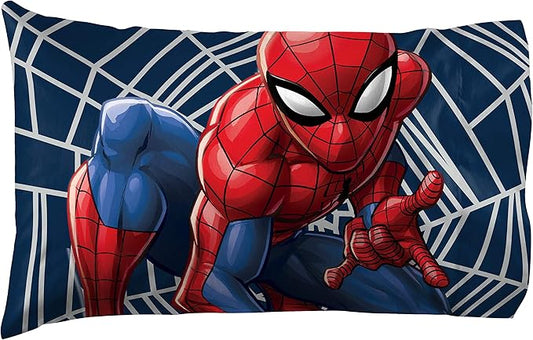Jay Franco Kids Marvel Spiderman Reversible Pillowcase – Pillow Cover ONLY – 20 x 30 Inch Standard Size Super Soft with Double-Sided Design, Official Marvel Product