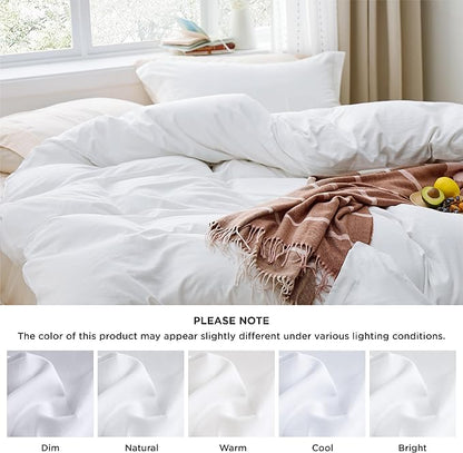 Bedsure Duvet Cover Twin/Twin XL Size - 2 Pieces Prewashed Cotton-Like Polyester Extra Soft Bedding Set, Includes 1 Twin Duvet Cover 68''x90'' with Zipper Closure & 1 Pillow Sham, White, No Comforter