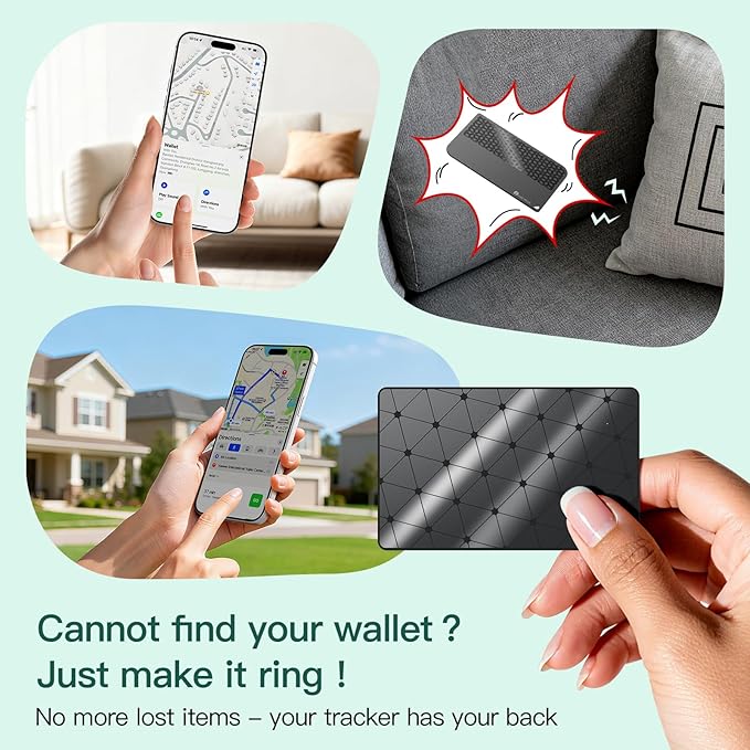 2026 Apple MFi Certified Wallet Tracker Smart Card for Find My iPhone Ultra Thin Air Tracker Tag for Travel, 5 Years+ Staying Power, IP69 Waterproof, Key Finder & Item Locator for Keys, Bags, Passport