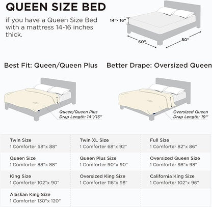 Bedsure Comforter Duvet Insert - Quilted Comforters Queen Size, All Season Duvet, GentleSoft Down Alternative Bedding, with 8 Tabs, Gifts for Women/Men, Linen, Queen 88 x 88 Inches