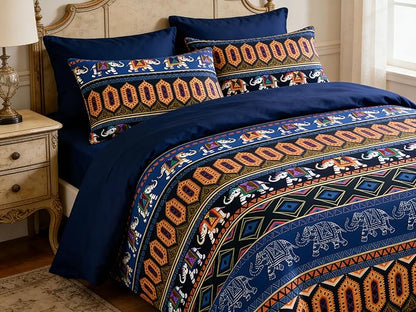 Navy Blue Comforter Set Full Size, Boho Aztec Bedding Set for Tribal & Ethnic Style Bedroom, 3Pieces Soft 100% Microfiber Lightweight Comforter Set with 2 Pillowcases, 79"x90"