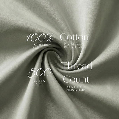 Beckham Hotel Collection Pillowcases Queen Size Set of 2, Cool Touch Cotton Sateen Fabric, 500TC, Silky Smooth & Soft, Open End, Aqua Gray