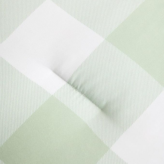 Wake In Cloud - Gingham Comforter Set, Plaid Buffalo Check Checkered Cottagecore Cute Geometric, Soft Lightweight Bedding, 3 Pieces, Sage Green, Twin/Twin XL Size
