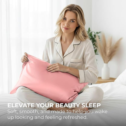 Satin Pillowcase 2 Pack - King Size (20"x40", Pink) - Silky Pillow Cases for Hair and Skin - Satin Pillow Covers with Envelope Closure - Extra Soft Premium Microfiber