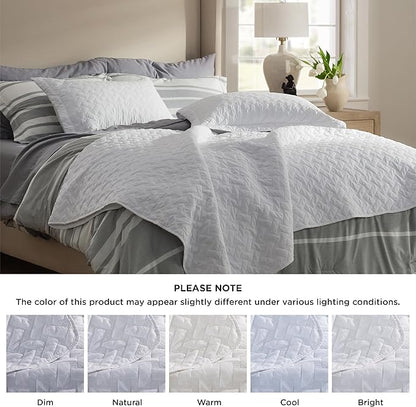 Bedsure California King Quilts - Lightweight Bedspreads Cal King Size with Basket Weave Pattern, Soft Quilt Bedding Set, White Comforter Set Coverlet for All Seasons with 2 Pillow Shams (111" x 106") | Skin-Friendly Soft, All-Season Comfort, Breathable...