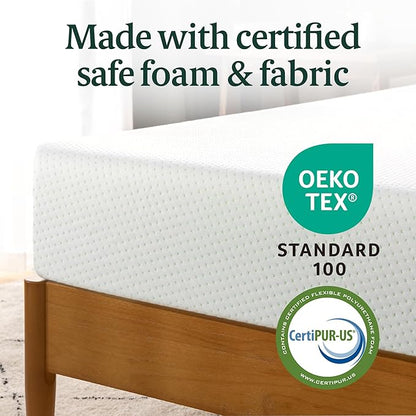 Zinus 8 Inch Twin Green Tea Memory Foam Mattress [New Version], Fiberglass Free, Medium Firm Feel, Zoned Pressure Relief, Certified Safe Foams & Fabric, Mattress in A Box