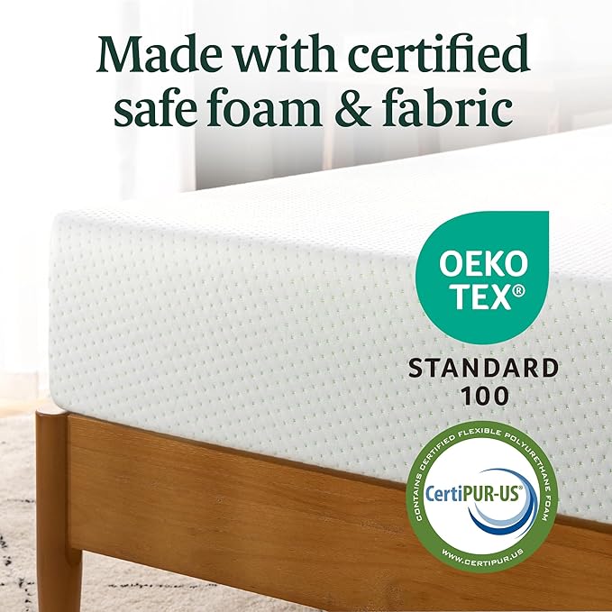 Zinus 6 Inch King Green Tea Memory Foam Mattress [New Version], Fiberglass Free, Medium Firm Feel, Zoned Pressure Relief, Certified Safe Foams & Fabric, Mattress in A Box