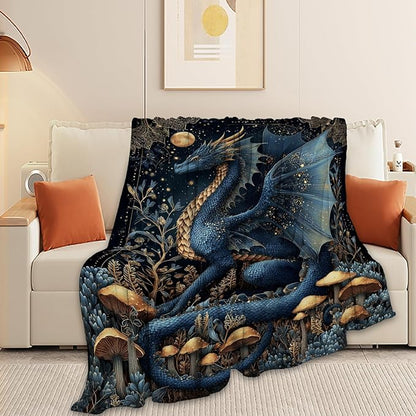 Dragon Blanket Super Soft Warm Fluffy Fleece Flannel Fantasy Animal Throw Blanket Cozy Fuzzy Plush Stuff Bedding Blankets Gifts for Women Kids Boys Girls Adults 50"X40"