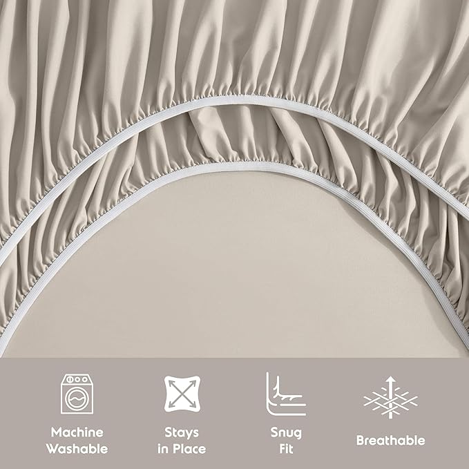 Nestl California King Sheet Set - 1800 Ultra-Soft Microfiber Cal King Bed Sheets - Double Brushed - Deep Pockets - Easy Fit - 4 Piece Set - Bed Sheets (California King, Linen)