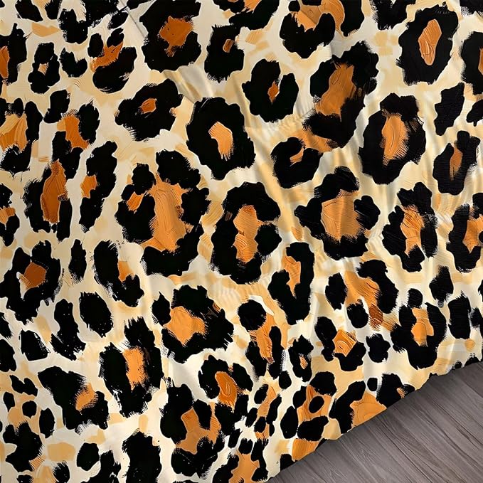 Cheetah Print Comforter Set Twin, Brown Leopard Print Bedding for Kids Boys Girls Bedroom, Wild Animal Theme Pattern Qulit Sets, 1 Comforter, 1 Pillowcase