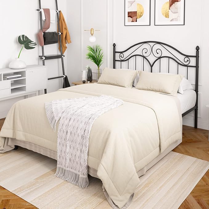 Headboard for Full Size Bed Frame Vintage Platform Bed Metal Headboard Only | Height Adjustable,Sturdy and Stable,Easy Assembly,Black