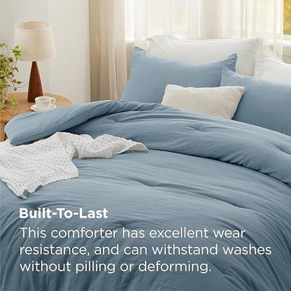 Bedsure Twin/Twin XL Comforter Set, Dusty Blue Soft Prewashed Bedding for All Seasons, 2 Pieces GentleSoft™ Bed Set, 1 Lightweight Comforter (68"x88") and 1 Pillowcase (20"x26")