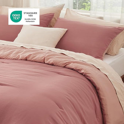 Bedsure King Comforter Set, Pink Clay Soft Prewashed Bedding for All Seasons, 3 Pieces GentleSoft™ Bed Set, 1 Lightweight Comforter (104"x90") and 2 Pillowcases (20"x36")