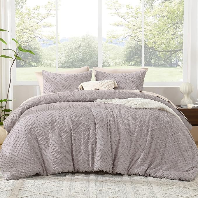 Litanika California King Comforter Set Milk Coffee, 3 Pieces Tufted Boho Farmhouse Bedding Comforter Sets, Lightweight Fluffy Comforter Bed Set for All Season (104x96In Comforter and 2 Pillowcases)