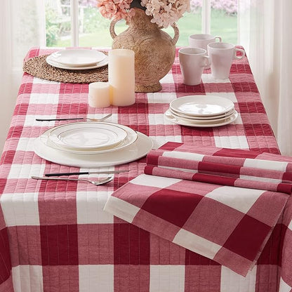 Levtex Home - Camden Quilt Set -King Quilt + Two King Pillow Shams - Buffalo Check in Red and Cream - Quilt Size (106 x 92 in.) and Pillow Sham Size (36 x 20 in.) - Reversible Pattern - Cotton