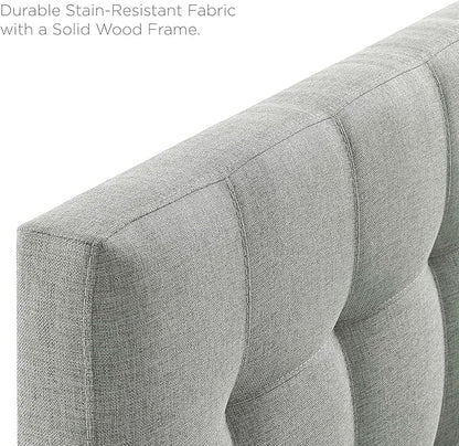 Modway Lily Tufted Linen Fabric Upholstered King Headboard in Gray