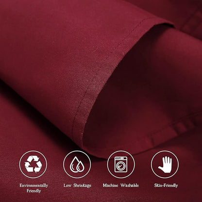 4 Piece Bed Sheet Set - 1 Flat Sheet,1 Fitted Sheet and 2 Pillow Cases,Brushed Microfiber Luxury Bedding with Deep Pockets (Full,Burgundy)