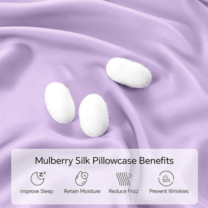 INFIIXSO Mulberry Silk Pillow Case King Size, Silk Pillowcase with Hidden Zipper 20"x36", Extraordinary Smooth and Soft Pillow Cases for Hair and Skin(Lavender, 1 Pack)