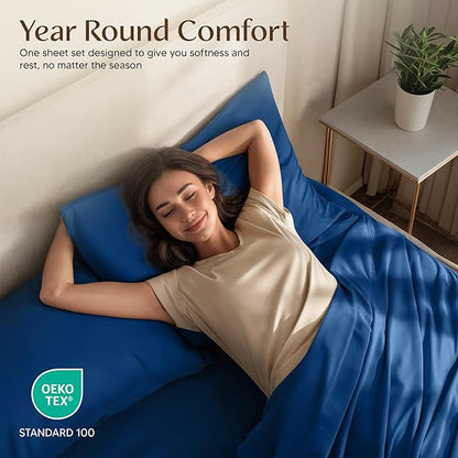 Utopia Bedding Full Size Sheet Set – 4 Piece Bed Sheets, Soft and Breathable Microfiber, Includes 1 Fitted Sheet, 1 Flat Sheet and 2 Pillowcases – Oeko Tex (Dusk Blue)