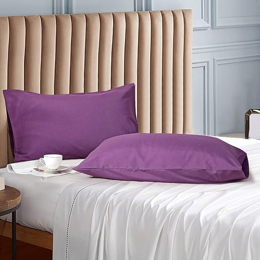 Evolive Ultra Soft Brushed Microfiber Standard Size 20"x30" Pillowcases Pair Set of 2 (20"x30" Standard, Purple)