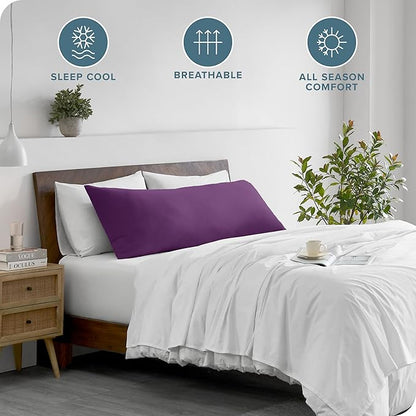 Bare Home Microfiber Body Pillow Cover - Ultra Soft - Cooling Pillowcase - Double Brushed - Pillowcase with Zipper Closure - Easy Care (20''x54'' Body Pillow Cover, Plum)