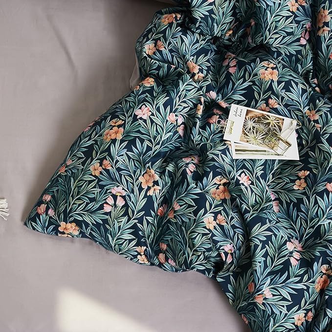 Cupocupa Duvet Cover Queen Size Set Boho Floral Pattern Duvet Cover Queen for Queen Size Bed Vintage Soft Bedding Leaf Print Paisley with Pillowcases