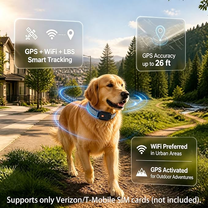 GPS Dog Collar, Wireless Pet Fence & GPS Pet Tracker Pink | GPS dog collar with app control, wireless pet fence, virtual boundaries, real-time tracking and activity monitoring，no fee.