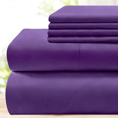 BYSURE 6 Pieces Bed Sheets Set(Full, Eggplant Purple) - Hotel Luxury Super Soft 1800 Thread Count 100% Microfiber Sheets with Deep Pockets, Wrinkle & Fade Resistant
