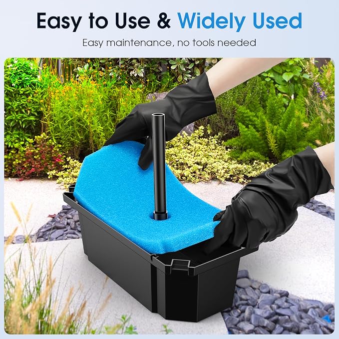 Pond Filter with Pump Fountain Kits, 660GPH Pond Filter with 40W Pond Pump & Fountain Kit, Koi Pond Filters for Outdoor Ponds Clean, Clear, and Add Water Features(Corded Electric)