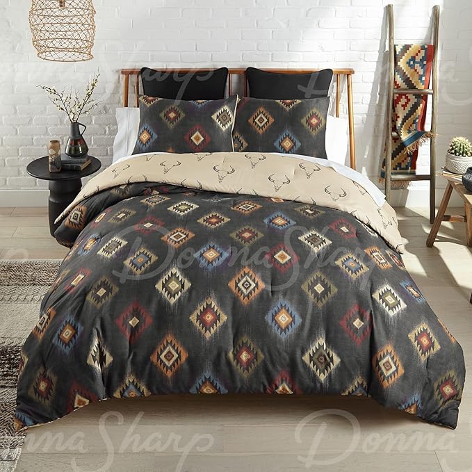 Donna Sharp Phoenix Comforter Bedding Set - 3-Piece Queen Size Reversible Comforter Set - Includes 1 Plush Comforter and 2 Pillowcases - Machine Washable