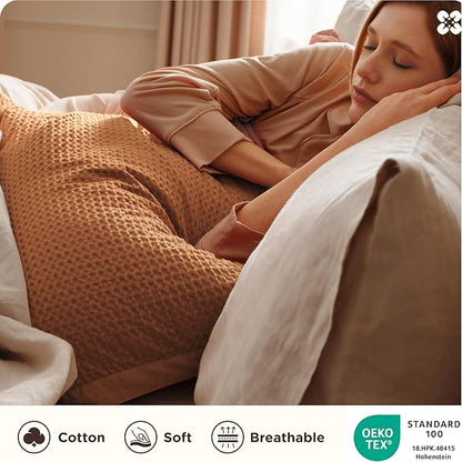 Bedsure Cotton Duvet Cover King - 100% Cotton Waffle Weave Hazel Duvet Cover King Size, GentleSoft™ and Breathable Bedding Set for All Season, 3 Pieces, 104"x90"