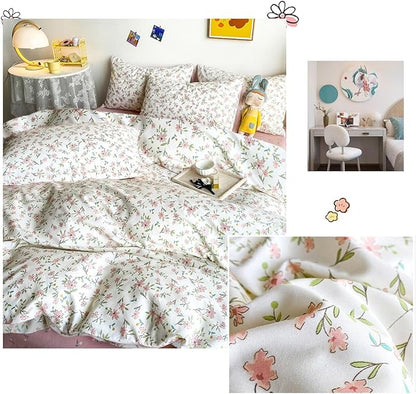 HighBuy 3 Piece Teen Comforter Set Full Size All Season Pink Floral Farmhouse Bedding Comforter Full with 2 Pillowcases,Washable Cozy Comforter for Girls,Fluffy Comfy Bedding Sets