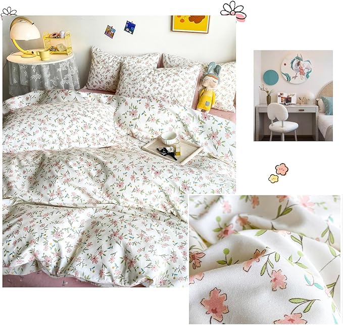 HighBuy 3 Piece Teen Comforter Set Twin XL Size All Season Pink Floral Farmhouse Bedding Comforter with 2 Pillowcases,Washable Cozy Comforter for Girls,Fluffy Comfy Bedding Sets