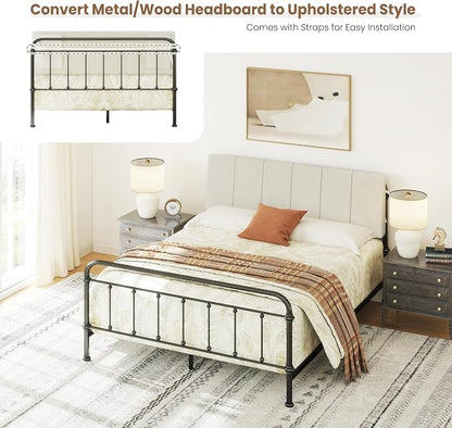 Queen Size Headboard Only-No Assembly Required, Beige | Easy to use no assembly required, Linen fabric and extra-thick foam for added comfort, Modern style headboard queen size
