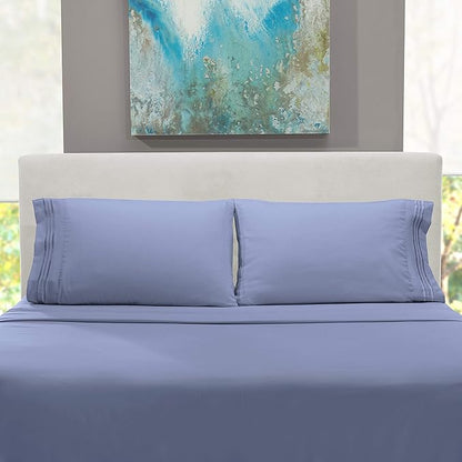 Nestl California King Sheet Set - 1800 Ultra-Soft Microfiber Cal King Bed Sheets - Double Brushed - Deep Pockets - Easy Fit - 4 Piece Set - Bed Sheets (California King, Steel Blue)